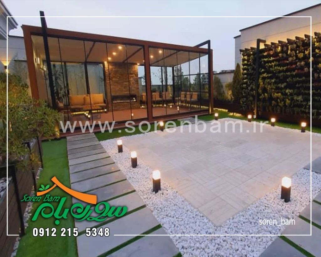 کف سازی روف گاردن فرشته با قلوه سنگ