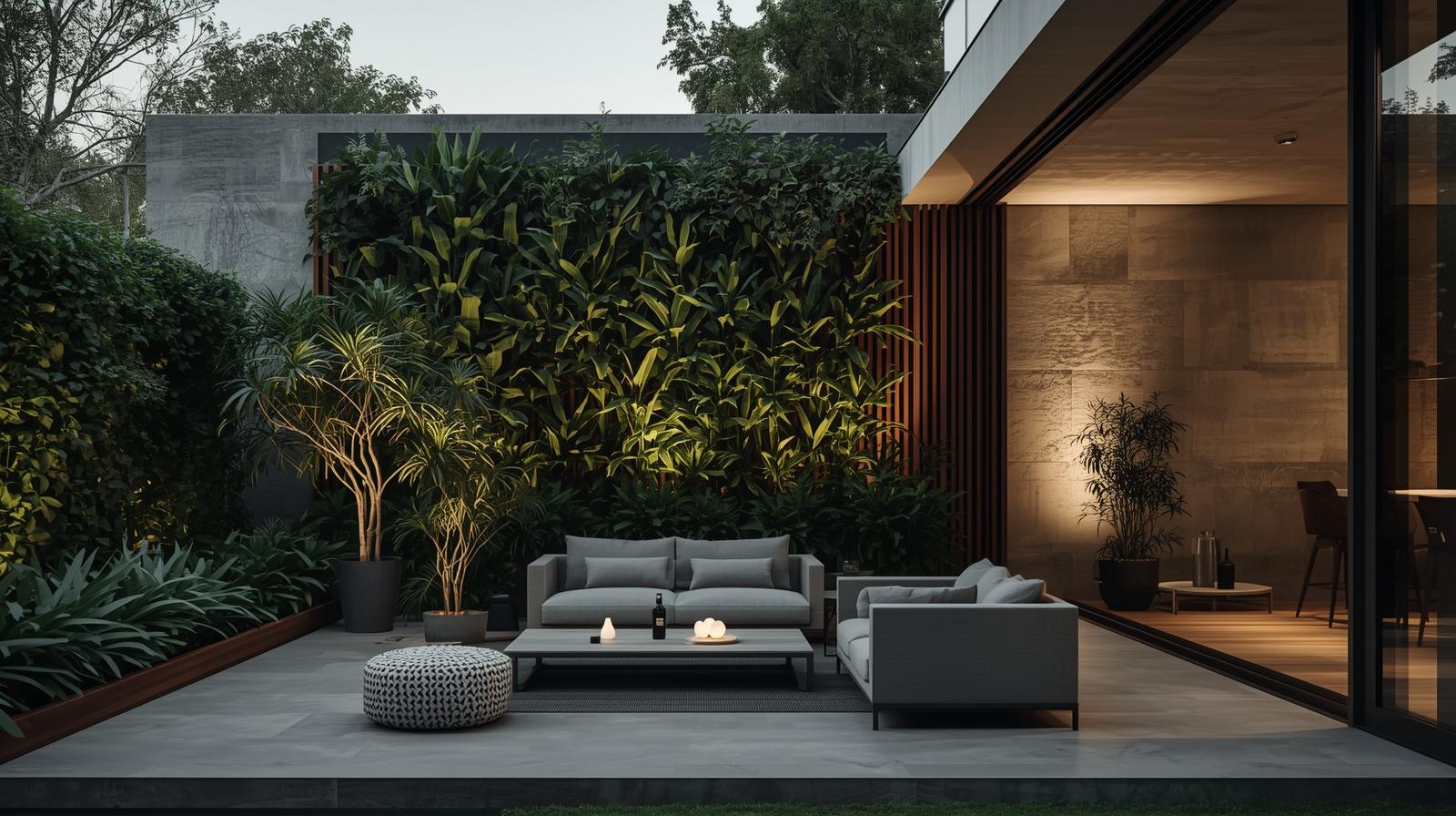 🔹 مدل: محوطهسازی با دیوار سبز و عمودی (Vertical Garden)