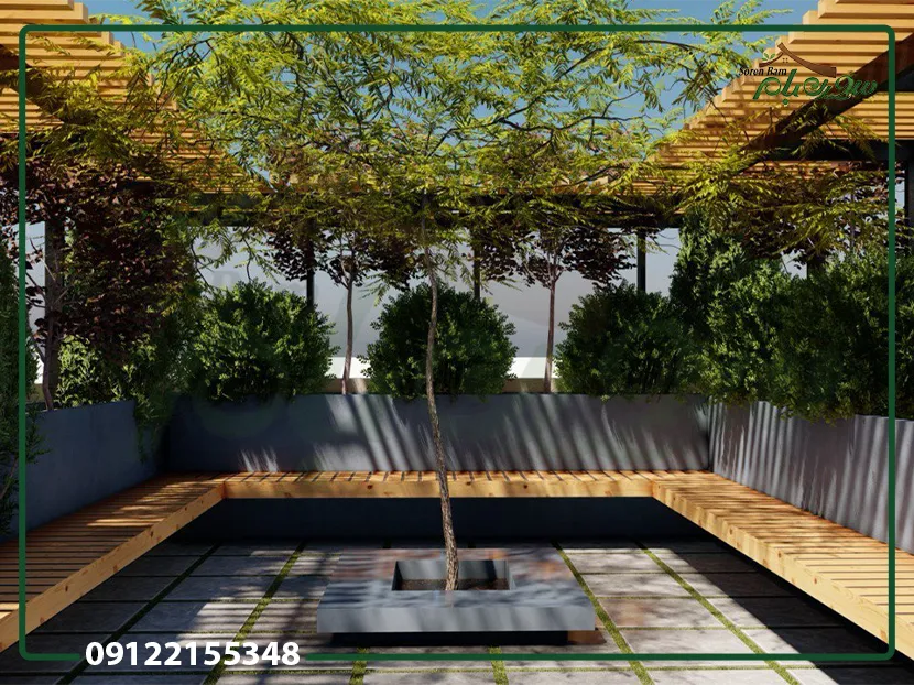 اجرای گلدان چوبی