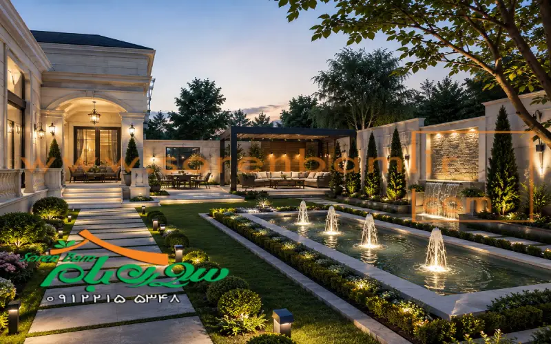 طراحی حیاط ویلای کوچک